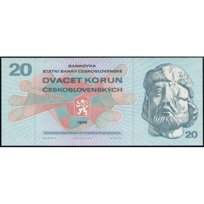 Чехословакия 20 Крон 1970 год , UNC , Ян Жижка