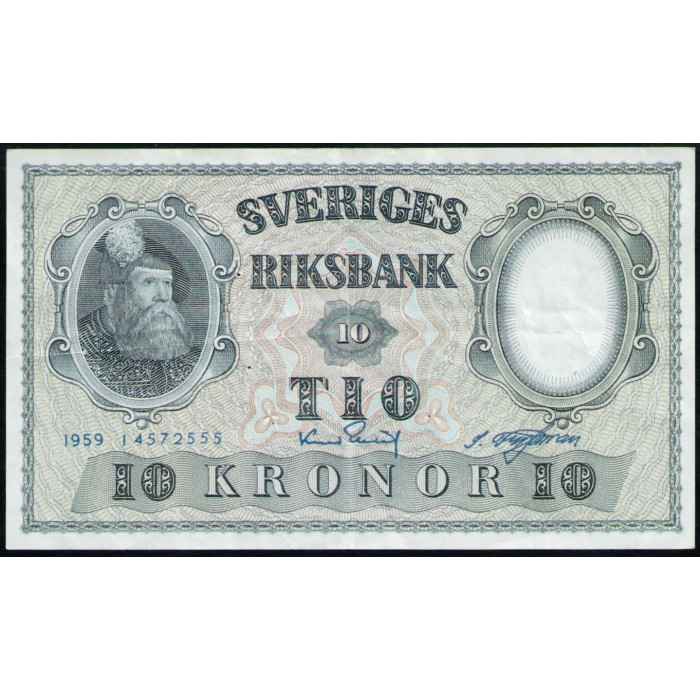 Швеция 10 Крон 1959 год , Густав 1 Ваза 