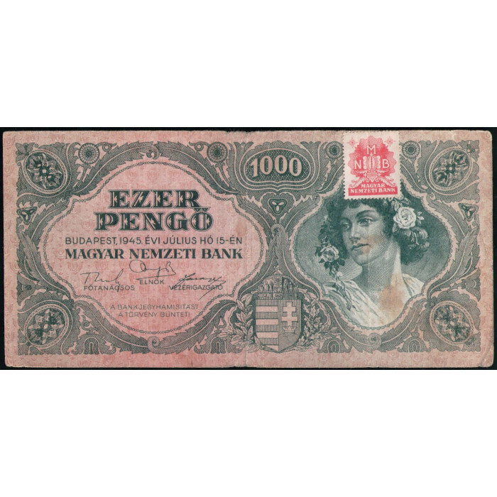 Венгрия 1000 Пенго 1945 год , с маркой