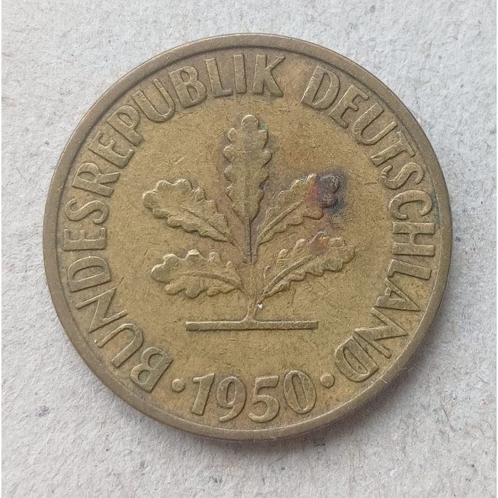 Германия , ФРГ 10 Пфеннигов 1950 год , D