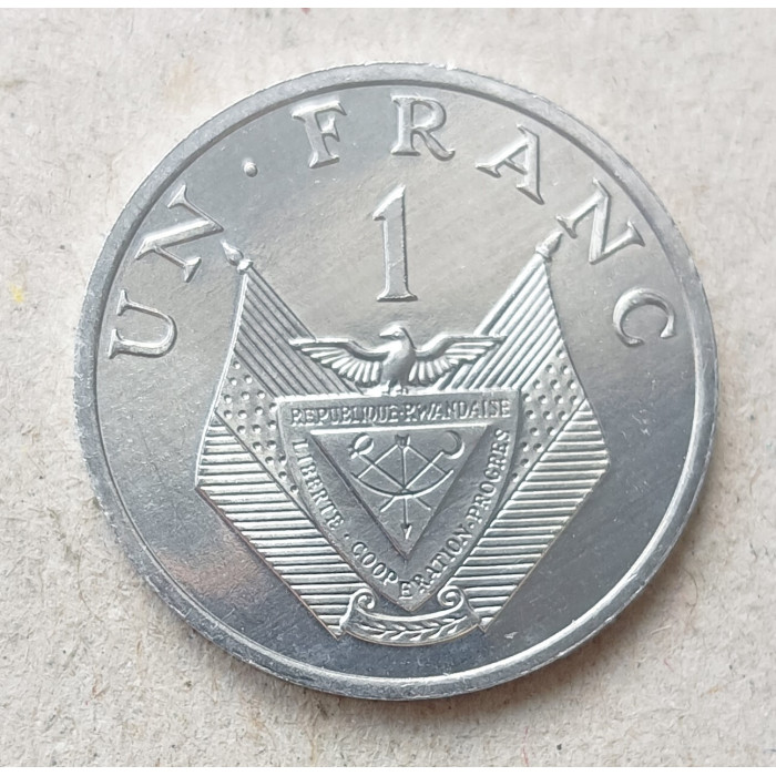 Руанда 1 Франк 1985 год , UNC , Герб , Цветущий стебель проса