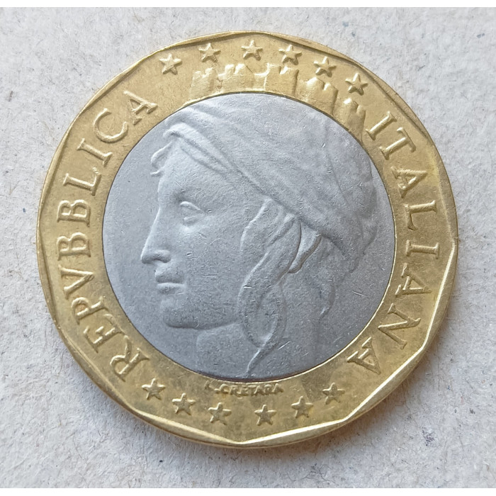 Италия 1000 Лир 1998 год , Биметалл , Евросоюз