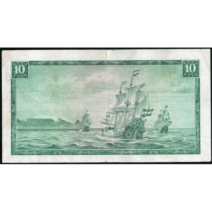 Южная Африка ,  ЮАР 10 Рэндов 1975 год , Ян ван Рибек , парусник