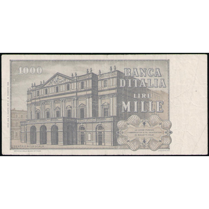 Италия 1000 Лир 1975 год , Джузеппе Верди , Театр Ла Скала , Милан