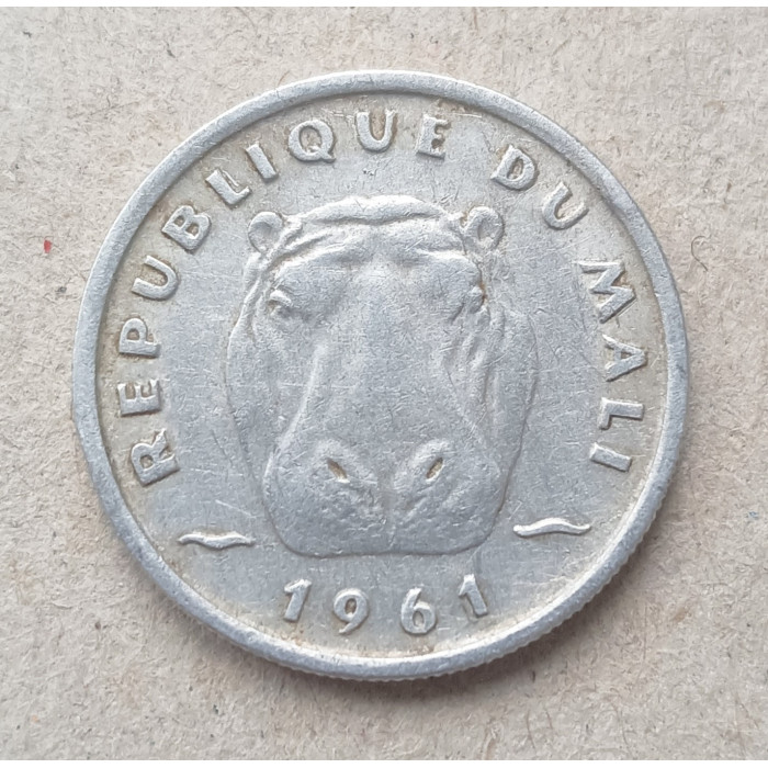 Мали 5 Франков 1961 год , Бегемот