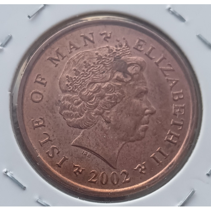 Остров Мэн 2 Пенса 2002 год , Парусник, Елизавета 2