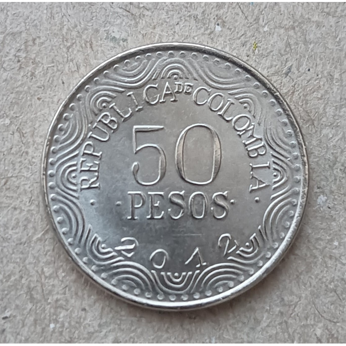 Колумбия 50 Песо 2012 год , Очковый медведь