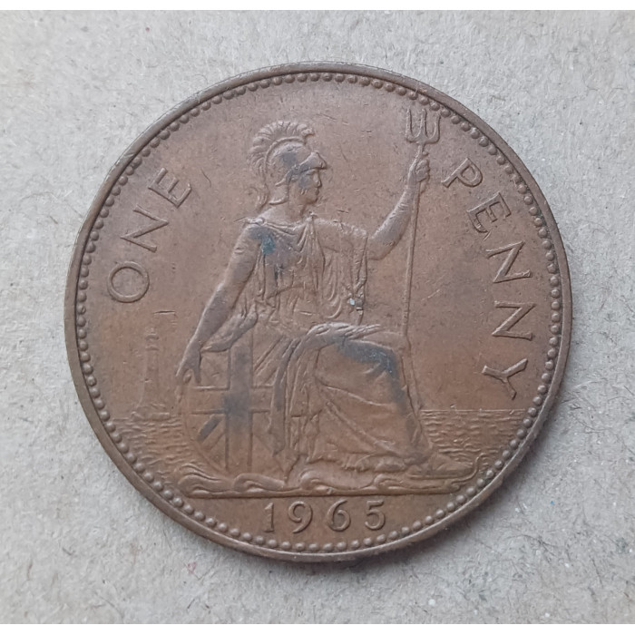 Великобритания 1 Пенни 1965 год , Британия, Королева Елизавета 2