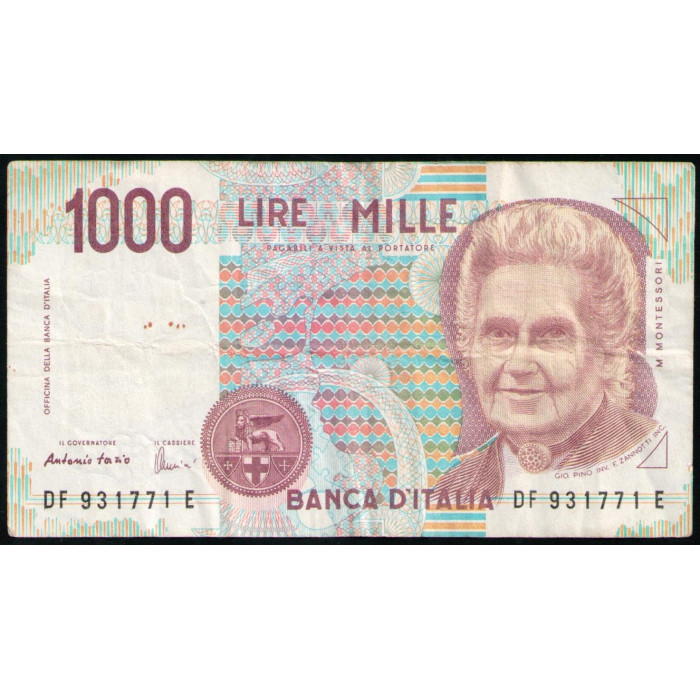 Италия 1000 Лир 1990 год , Мария Монтессори