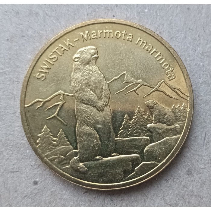 Польша 2 Злотых 2006 год , Альпийский сурок , Серия Всемирная природа