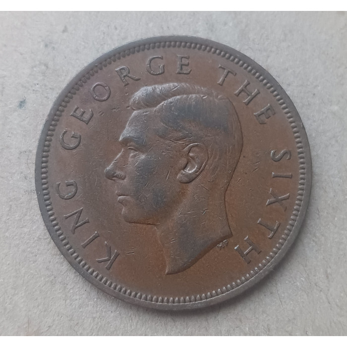 Новая Зеландия 1 Пенни 1952 год , Птица , Новозеландский туи , Георг 6