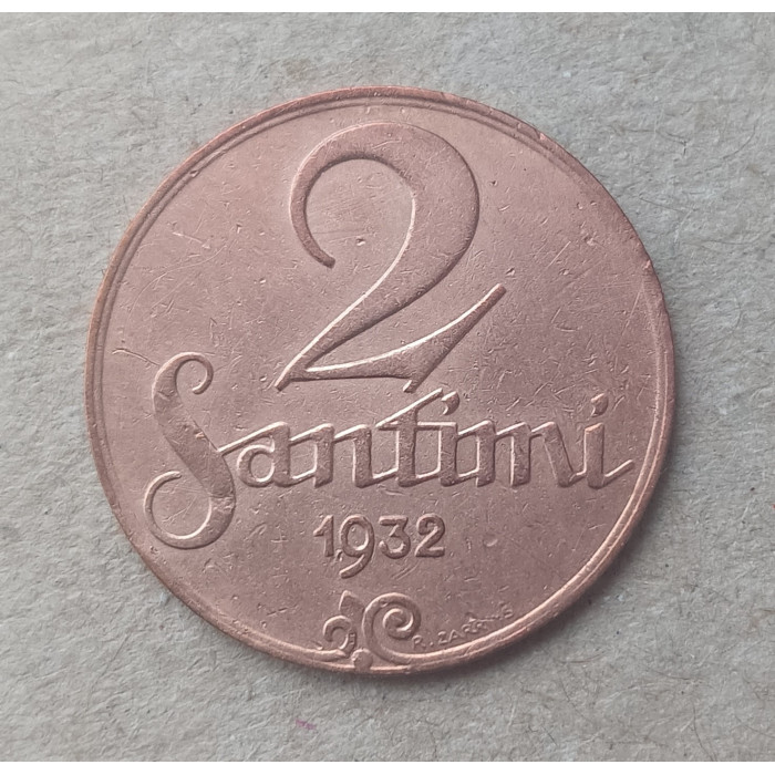 Латвия 2 Сантима 1932 год 