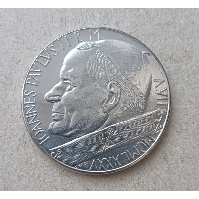 Ватикан 100 Лир 1985 год , Самолет над картой мира , Иоанн Павел 2