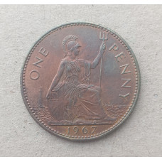 Великобритания 1 Пенни 1967 год , Британия, Елизавета 2