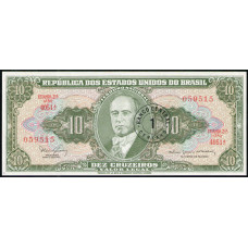 Бразилия 1 Сентаво 1967 год , UNC , Жетулиу Варгас , Надпечатка на 10 Крузейро