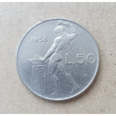 Италия 50 Лир 1956 год , Бог огня Вулкан