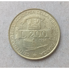 Италия 200 Лир 1996 год , 100 лет Таможенной Академии