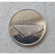 Латвия 1 Лат 2013 год , UNC , Кокле , Гусли