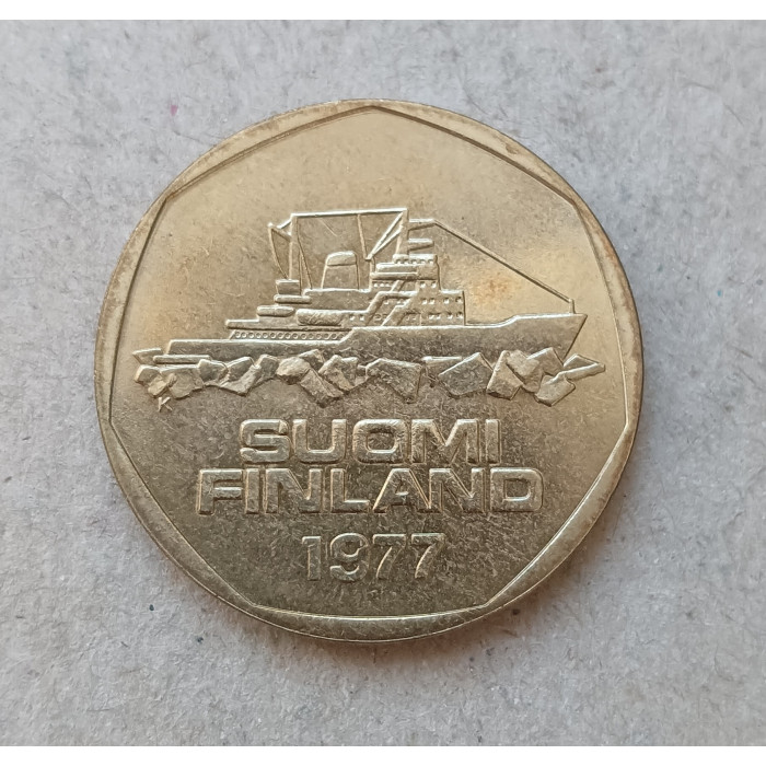 Финляндия 5 Марок 1977 год , Ледокол Верный