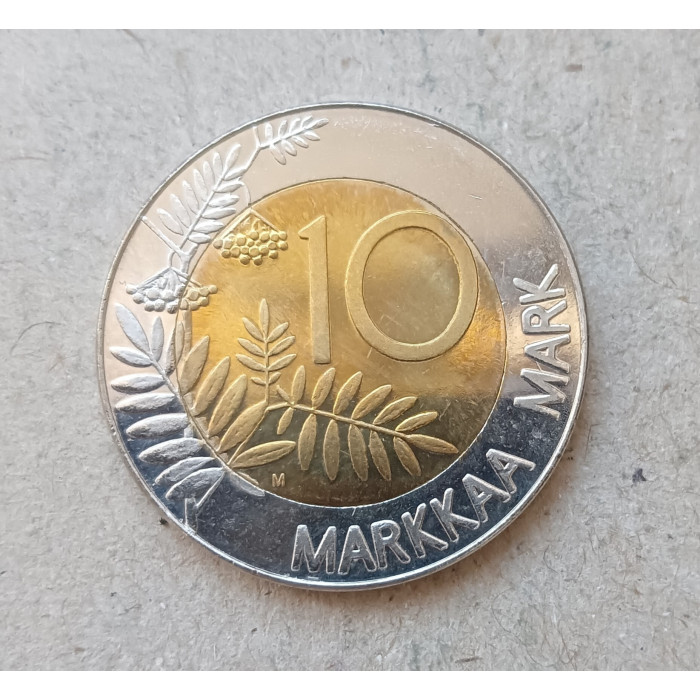 Финляндия 10 Марок 1995 год , Европейский союз , Лебедь , Биметалл