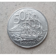 Новая Зеландия 50 Центов 1986 год , Военный корабль Индевор , Елизавета 2