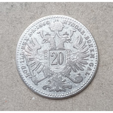 Австрия 20 Крейцеров 1868 год , Франц Иосиф 1 , Серебро