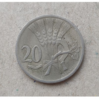 Чехословакия 20 Геллеров 1937 год , Серп, Колосья , Оливковая ветвь