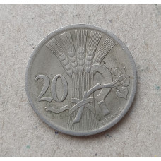 Чехословакия 20 Геллеров 1937 год , Серп, Колосья , Оливковая ветвь