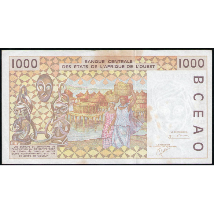 Западная Африка , Кот Д'Ивуар 1000 Франков , 2001 год 