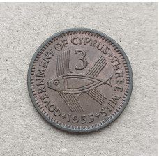 Кипр 3 Мила 1955 год , Рыба , Елизавета 2