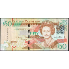  Восточные Карибы 50 Долларов 2008 год , VF , Елизавета 2
