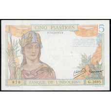 Французский Индокитай 5 Пиастров 1939 год