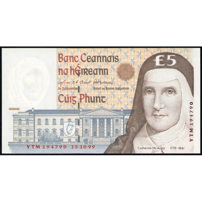 Ирландия 5 Фунтов 1999 год , UNC