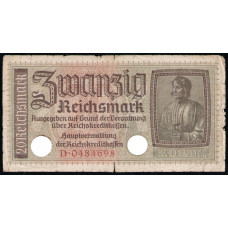 Германия 20 Рейхсмарок 1939 год , Для оккупированных территорий