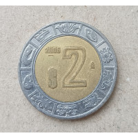 Мексика 2 Песо 2006 год , Биметалл
