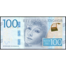 Швеция 100 Крон 2016 год , АUNC, Грета Гарбо