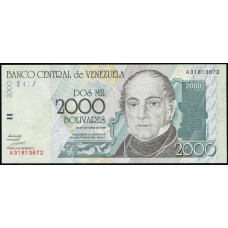 Венесуэла 2000 Боливар 1998 год , UNC , Андрес Белло , Растение Эспелетия, Пик Боливар