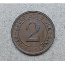 Германия 2 Рейхспфеннига 1925 год , D , Веймарская Республика