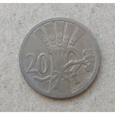 Чехословакия 20 Геллеров 1924 год , Серп, Колосья , Оливковая ветвь