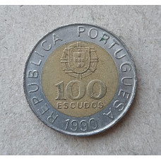 Португалия 100 Эскудо 1990 год , Педро Нуниш, Биметалл