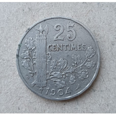 Франция 25 Сентим 1904 год