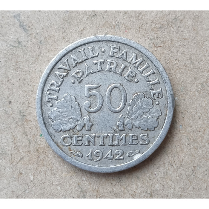 Франция 50 Сентим 1942 год