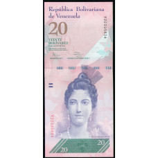 Венесуэла 20 Боливар 2014 год , UNC, Луиза Касерес де Арисменди, Ястребиные черепахи 