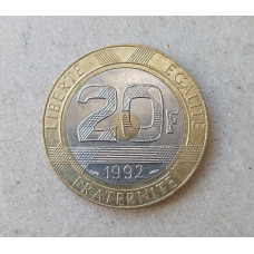 Франция 20 Франков 1992 год , Аббатство Мон-сен-Мишель , Триметалл