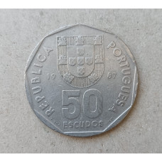 Португалия 50 Эскудо 1987 год, Корабль , Парусник