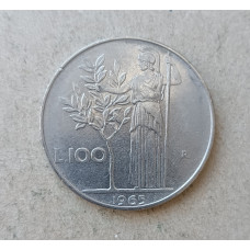Италия 100 Лир 1965 год, Богиня мудрости Минерва