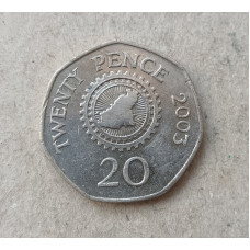 Гернси 20 Пенсов 2003 год , Карта острова Гернси , Елизавета 2