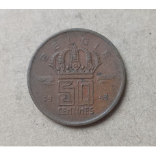 Бельгия 50 Сентим 1953 год , BELGIE , Шахтер