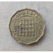Великобритания 3 Пенса 1964 год , Елизавета 2