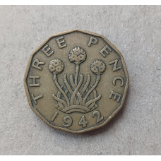 Великобритания 3 Пенса 1942 год , Армерия приморская , Георг 6